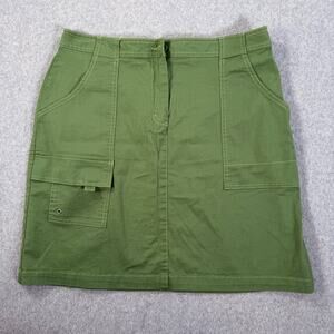 L.L. Bean Green Cargo Skirt Women's 14 Petite Pockets Summer Outdoors